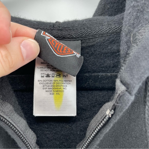 Harley Davidson Womens Zipped Sweatshirt Black Pink Rhinestones XXL - Picture 3 of 7